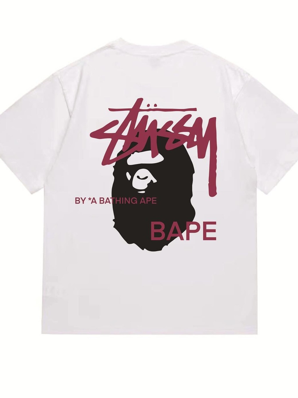 Bape x Stussy collab big back graphic T-shirt